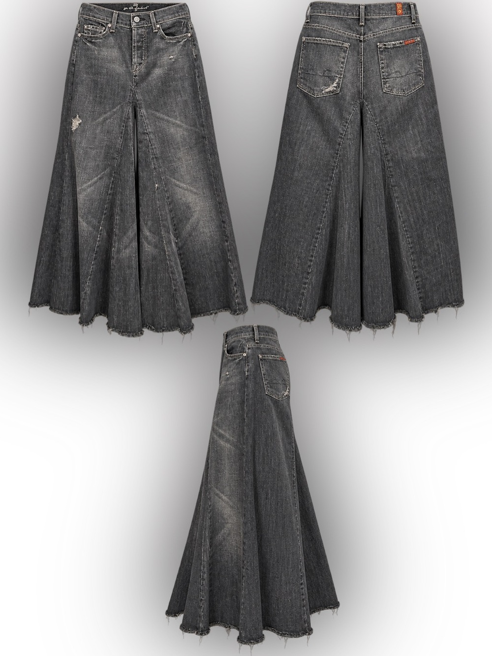 Long Seven 7 For All ManKind Black
Distressed denim skirt size 27